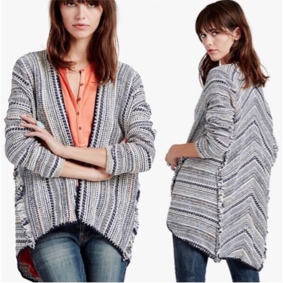 Lucky Brand Pottery super cute fringe multi color Aztec cardigan Size XS - Picture 1 of 5